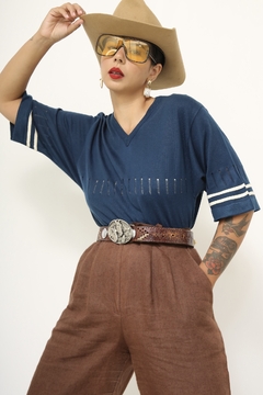 Polo azul listras vintage - comprar online