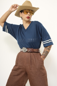 Polo azul listras vintage