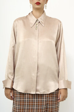 Camisa dourada vintage manga longa na internet