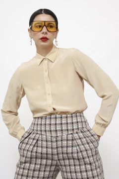 Camisa bege 100% seda - comprar online