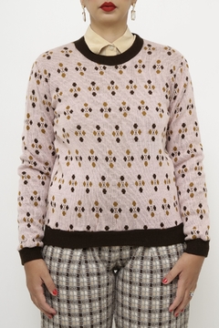 Pulover rosa vintage estampa - Capichó Brechó