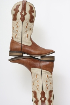 Bota western texana marrom creme 38
