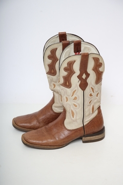 Bota western texana marrom creme 38