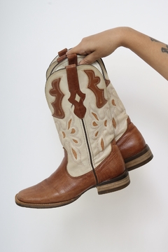 Bota western texana marrom creme 38