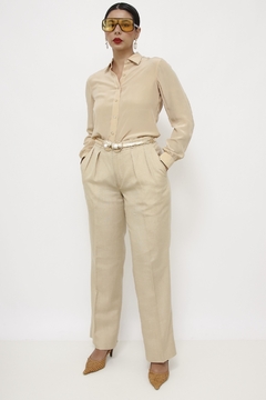 Calça bege PIERRE CARDIN linho