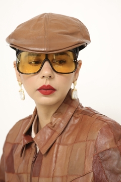 Boina de couro marrom vintage - comprar online