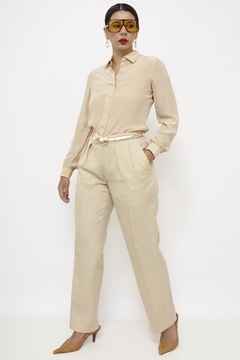 Calça bege PIERRE CARDIN linho na internet