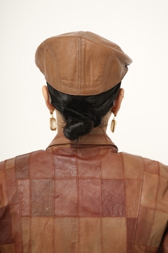 Boina de couro marrom vintage - loja online
