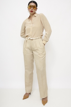 Calça bege PIERRE CARDIN linho - loja online