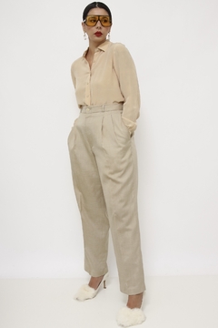 Calça bege classica pregas GUIMARÃES - comprar online