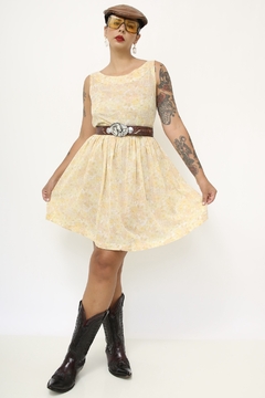 Vestido amarelo outono flores vintage - comprar online