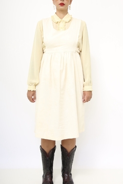Vestido bege midi vintage - loja online