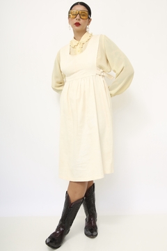 Vestido bege midi vintage
