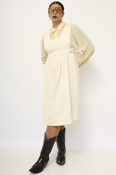 Vestido bege midi vintage