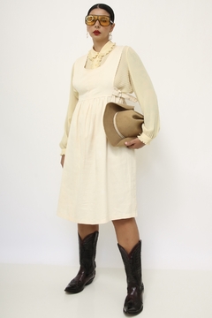 Vestido bege midi vintage - comprar online
