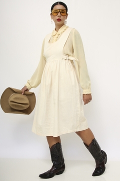 Vestido bege midi vintage - comprar online