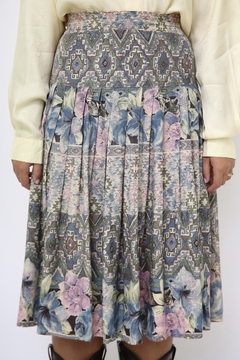 Saia midi verde estampa vintage - Capichó Brechó