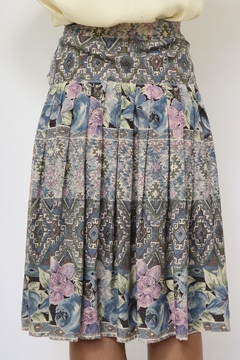 Saia midi verde estampa vintage