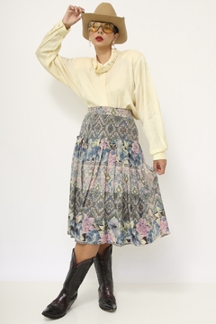 Saia midi verde estampa vintage - comprar online