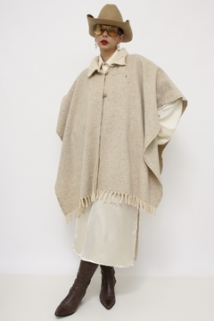 Poncho 100% lã creme na internet