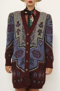 Cardigan ombreira vintage estampado - loja online