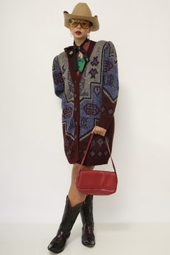 Cardigan ombreira vintage estampado