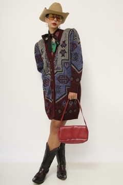 Cardigan ombreira vintage estampado