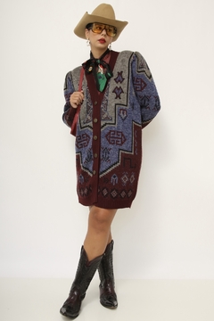 Cardigan ombreira vintage estampado - comprar online