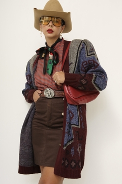 Cardigan ombreira vintage estampado - comprar online