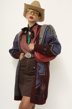 Cardigan ombreira vintage estampado na internet