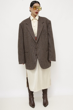 Blazer VIA VENETO xadrez marrom lã - comprar online
