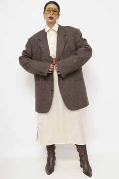 Blazer VIA VENETO xadrez marrom lã