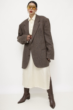Blazer VIA VENETO xadrez marrom lã - comprar online