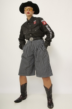 Camisa vaqueiro preto bordado vintage - loja online