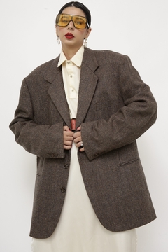 Blazer VIA VENETO xadrez marrom lã - loja online