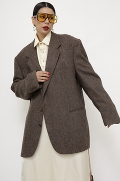 Blazer VIA VENETO xadrez marrom lã - comprar online