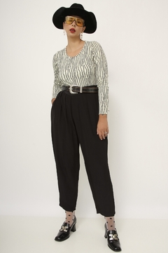 Blusa justa estilo zebra vintage manga longa - comprar online