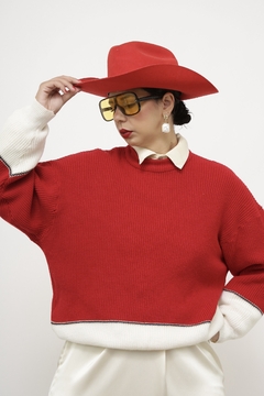 Pulover vermelho off vintage mng bunfante