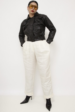 Jaqueta couro cropped forrada