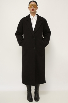 Sobretudo preto forrado vintage - loja online