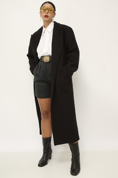 Sobretudo preto forrado vintage - loja online