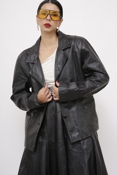 Blazer couro VITORIA RALDI vintage G - Capichó Brechó