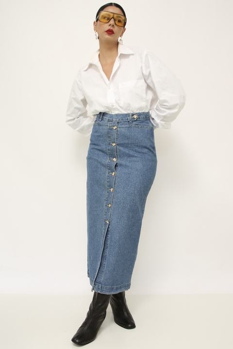 Saia midi jeans vintage