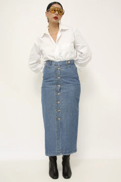 Saia midi jeans vintage na internet
