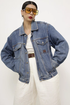 Jaqueta jeans azul forro amarelo - Capichó Brechó