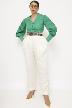 Camisa verde maga bufante MARIE CLAIRE