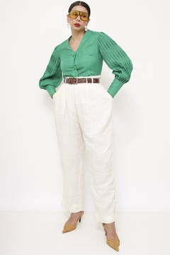 Camisa verde maga bufante MARIE CLAIRE - loja online