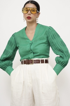 Camisa verde maga bufante MARIE CLAIRE - Capichó Brechó