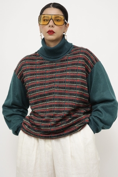 Pulover xadrez gola alta verde BAYARD - loja online