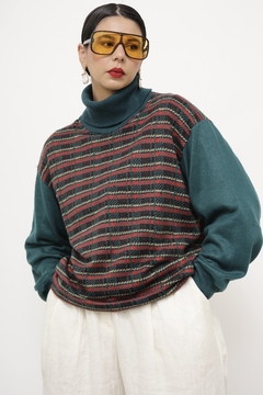 Pulover xadrez gola alta verde BAYARD - comprar online